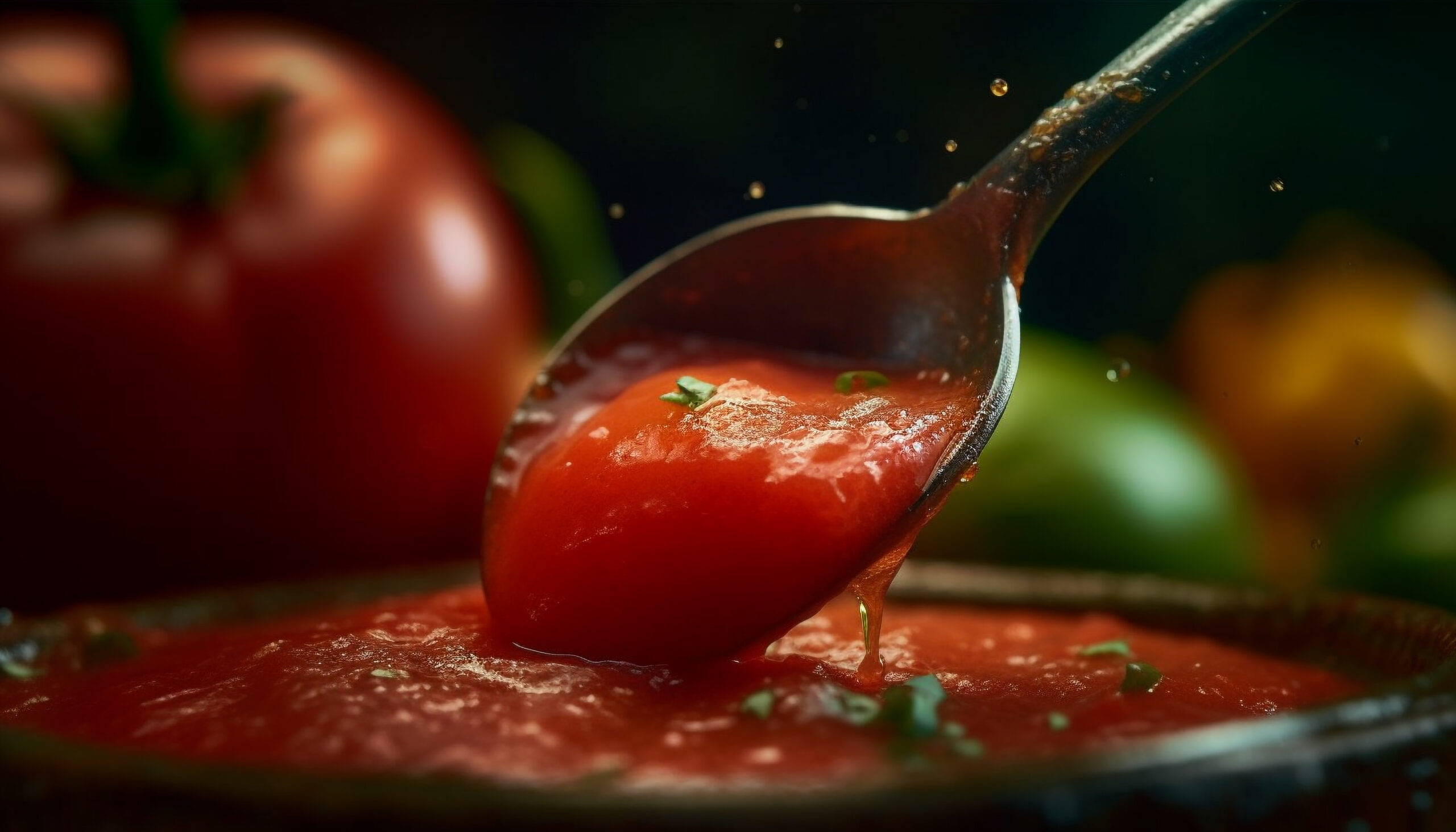 Fresh tomato salad, a healthy gourmet vegetarian meal in summer generated by artificial intelligence